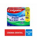 Crema Dental Colgate Triple Acción Menta Original X 150ml X 3 Unidades Econopack