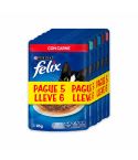 Alimento Húmedo Para Gato Felix Purina Sabores Surtidos x 85gr Pague 5 Lleve 6 Unidades