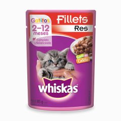 Alimento Húmedo Para Gato Whiskas Gatitos 2-12 Meses Sabor A Res x 85gr
