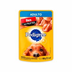 Alimento Húmedo Para Perro Pedigree Adulto Sabor A Filetes De Res x 100gr