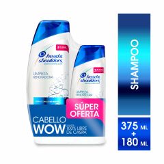 Shampoo Head & Shoulders Limpieza Renovadora x 375ml + 180ml Súper Oferta
