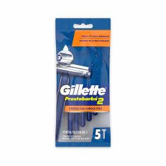 Maquina Desechable Gillette Prestobarba 2 Cabeza Fija x 5 Unidades