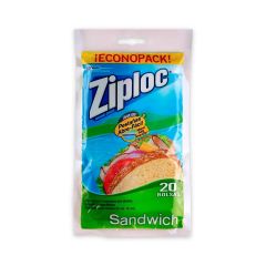 Bolsa Plástica Reutilizable Ziploc Sándwich x 20 Unidades