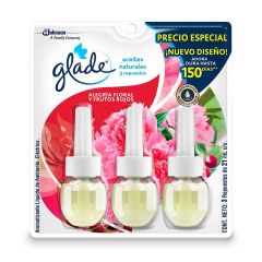 Repuesto De Ambientador Glade Aceite Natural Aroma Alegría Floral Y Frutos Rojos x 21ml x 3 Unidades