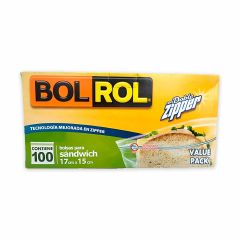 Bolsa Ecológica Reutilizable Bol Rol Doble Zipper Sándwich x 100 Unidades