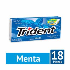 Goma De Mascar Trident Sabor A Menta Sin Azúcar x 30.6gr x 18 Unidades