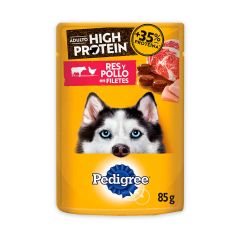 Alimento Húmedo Para Perro Pedigree Adulto Sabor A Filetes De Res Y Pollo x 85gr