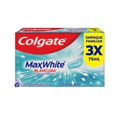 Crema Dental Colgate Max White Complete Clean Crystal Mint x 75ml x 3 Unidades Econopack