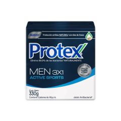 Jabón En Barra Antibacterial Protex For Men Sport x 110gr x 3 Unidades
