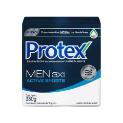 Jabón En Barra Antibacterial Protex For Men Sport x 110gr x 3 Unidades