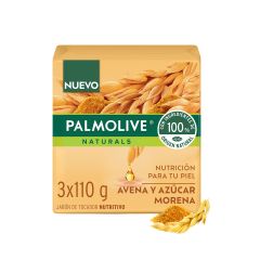 Jabón En Barra Palmolive Naturals Avena Y Azúcar Morena x 110gr x 3 Unidades