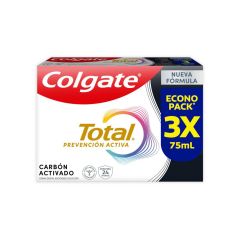 Crema Dental Colgate Total 12 Carbón Activado x 75ml x 3 Unidades Econopack