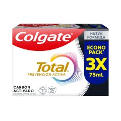 Crema Dental Colgate Total 12 Carbón Activado x 75ml x 3 Unidades Econopack
