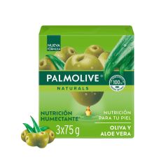 Jabón En Barra Palmolive Naturals Oliva Y Aloe Vera x 75gr x 3 Unidades
