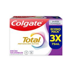 Crema Dental Colgate Total Prevención Activa X 75ml X 3 Unidades Econopack