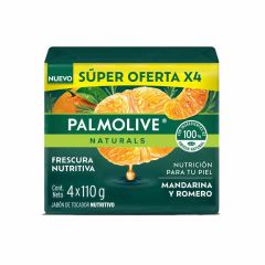 Jabón En Barra Palmolive Naturals Mandarina Y Romero X 110gr X 4 Unidades