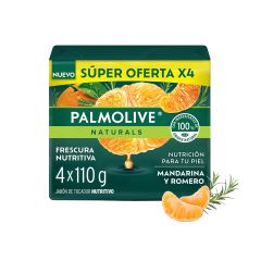 Jabón En Barra Palmolive Naturals Mandarina Y Romero X 110gr X 4 Unidades