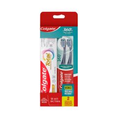 Cepillo De Dientes Colgate 360 Medio X 2 Unidades + Crema Dental Colgate Total 12 Original Mint X 75ml