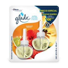 Repuesto De Ambientador Glade Aceite Natural Aroma Hawaiian Breeze x 21ml x 2 Unidades