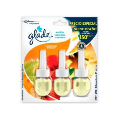 Repuesto De Ambientador Glade Aceite Natural Aroma Abrazos De Vainilla x 21ml x 3 Unidades