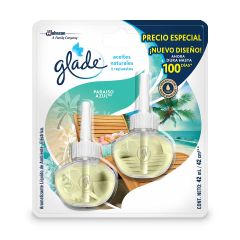 Repuesto De Ambientador Glade Aceite Natural Aroma Paraíso Azul x 21ml x 2 Unidades