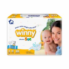 Pañales Winny Ultratrim Sec Etapa 2/M x 30 Unidades + 10 Toallitas