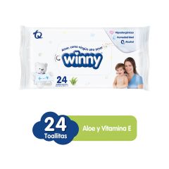 Toallitas Húmedas Winny Con Aloe Vera x 24 Unidades