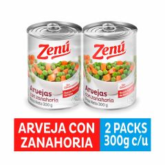 Arvejas Enlatadas Con Zanahoria Zenú Abre Fácil x 300gr x 2 Unidades Precio Especial