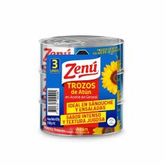 Atún Zenú Trozos En Aceite De Girasol X 140gr X 3 Unidades