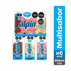Leche Saborizada Alpin Alpina Multisabor Tetra x 200ml x 6 Unidades