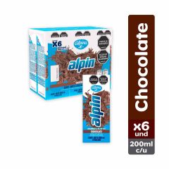 Leche Saborizada Alpin Alpina Sabor A Chocolate Tetra x 200ml x 6 Unidades