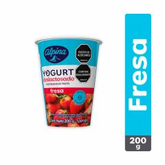 Yogurt Alpina Deslactosado Sabor A Fresa Vaso x 200gr