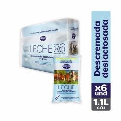 Leche Alpina Descremada Deslactosada 0% Grasa Bolsa x 1100ml x 6 Unidades