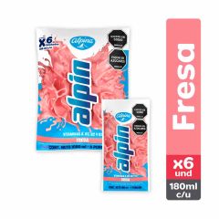 Leche Saborizada Alpin Alpina Sabor A Fresa Bolsa x 180ml x 6 Unidades