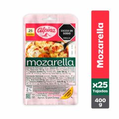 Queso Mozarella Alpina x 400gr x 25 Tajadas