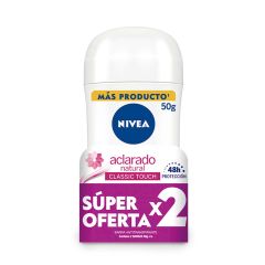 Desodorante En Barra Nivea Women Aclarado Natural Classic Touch x 50gr x 2 Unidades Súper Oferta