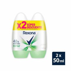 Desodorante En Roll On Rexona Women Protección Seca Y Fresca Bamboo & Aloe Vera x 50ml x 2 Unidades