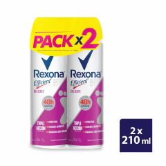 Talco En Aerosol Rexona Efficient Delicate Triple Acción x 210ml x 2 Unidades