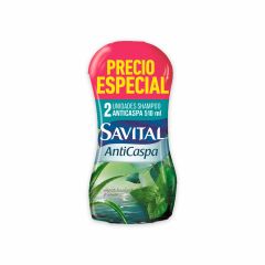 Shampoo Savital Anticaspa Menta, Eucalipto Y Sábila x 510ml x 2 Unidades Precio Especial