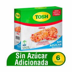 Barras De Cereal Tosh Sabor A Fresa Sin Azúcar x 23gr x 6 Unidades
