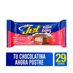 Chocolatina Jet Con Leche Rellena Sabor A Fresas Con Crema x 29gr