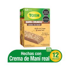Barras De Wafer Tosh Con Relleno Cremoso De Maní, Cobertura De Maní Y Trocitos De Maní X 22gr X 6 Unidades