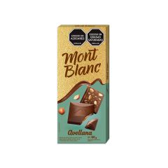 Chocolatina Con Leche Mont Blanc Con Relleno Sabor A Avellana Y Trozos De Avellana Estuche X 80gr