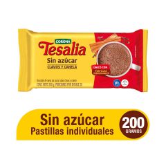 Chocolate En Pasta Tesalia Sin Azúcar Clavos Y Canela Pastillas Individuales X 200gr