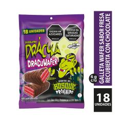 Chocolatina Drácula Dracuwafer Rellena De Fresa X 108gr X 18 Unidades
