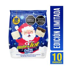 Galletas De Navidad Jet Wafer Cuadritos De Vainilla Y Chocolate Bolsa X 140gr X 10 Unidades