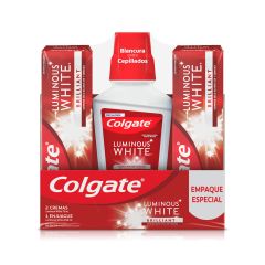 Crema Dental Colgate Luminous White x 75ml x 2 Unidades + Enjuague Bucal Luminous x 250ml