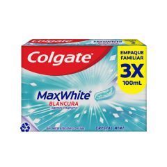 Crema Dental Colgate Max White Complete Clean Crystal Mint x 100ml x 3 Unidades Econopack