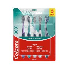 Cepillo De Dientes Colgate 360 Medio x 5 Unidades Precio Especial