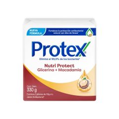 Jabón En Barra Antibacterial Protex Nutri Protect Macadamia x 110gr x 3 Unidades